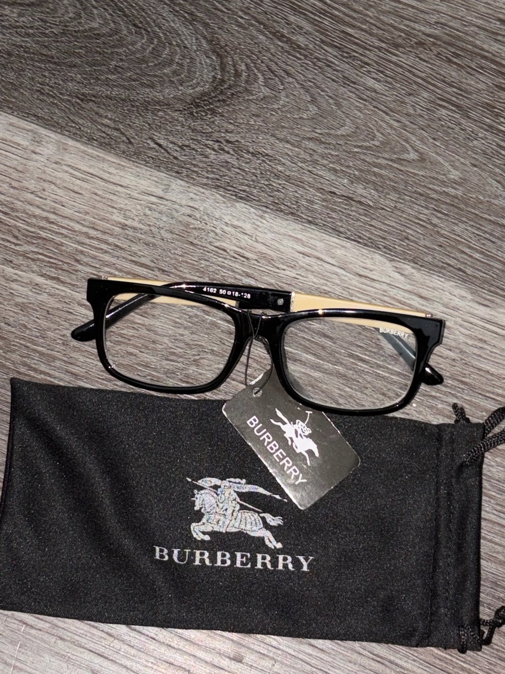 Burberry Black Eyeglasses with Cream Accents